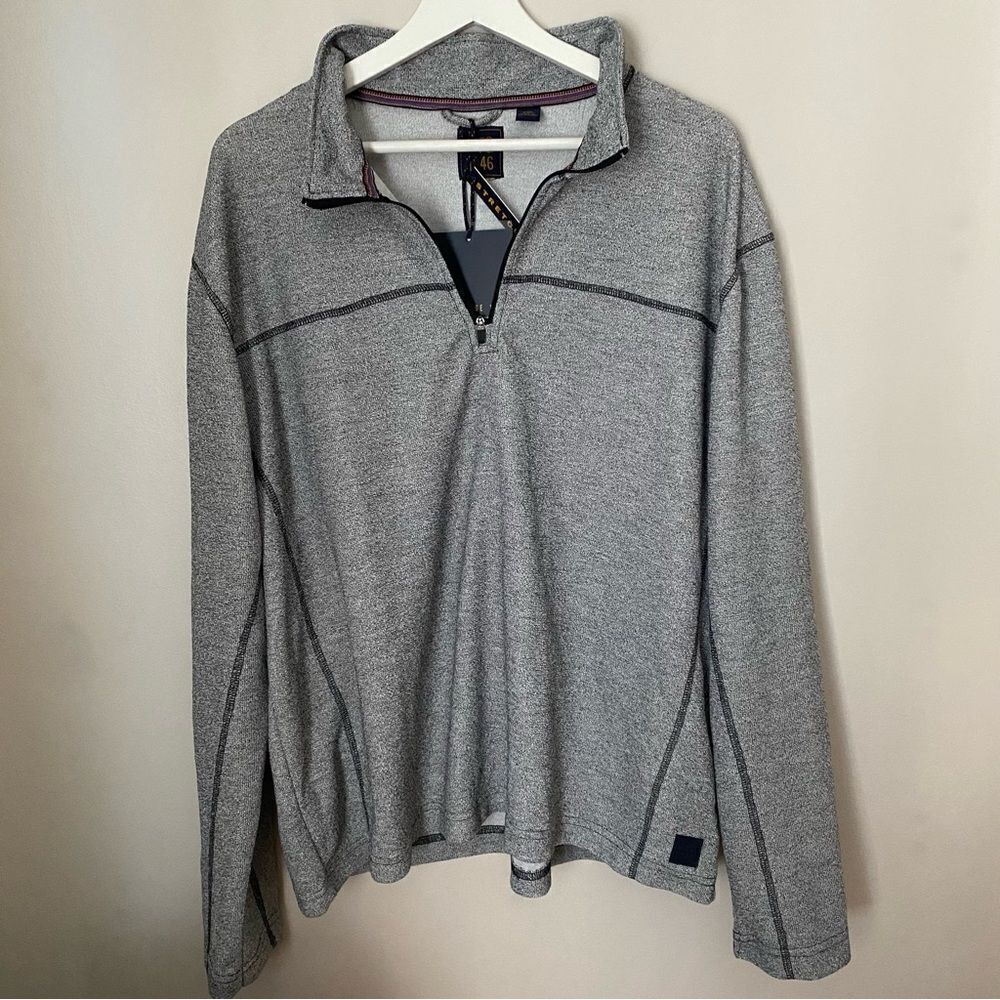 Vintage 1946 Quarter Zip Gray Casual Long Sleeve Comfy Neutral